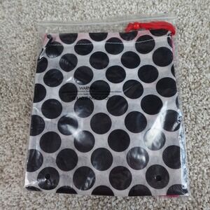 Thirty-One Gifts Polka Dot Drawstring Dust Bag Black White Red Pouch 7.5x8